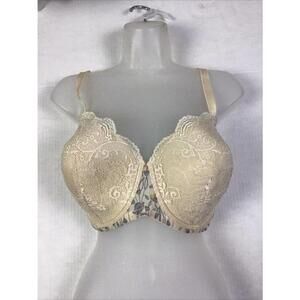 ThirdLove Women’s 40D In Bloom Demi Bra Beige Lace Cups Blue Floral Back Plus